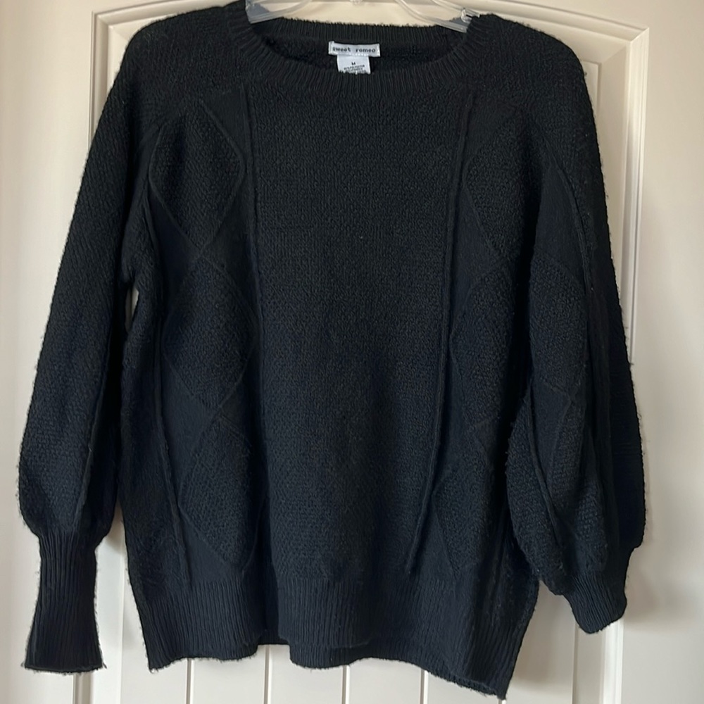 Sweet Romeo lightweight sweater. Black. Med. Sweet detail. EUC - Picture 1 of 5